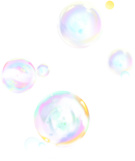 Iridescent Soap Bubbles Floating PNG Image