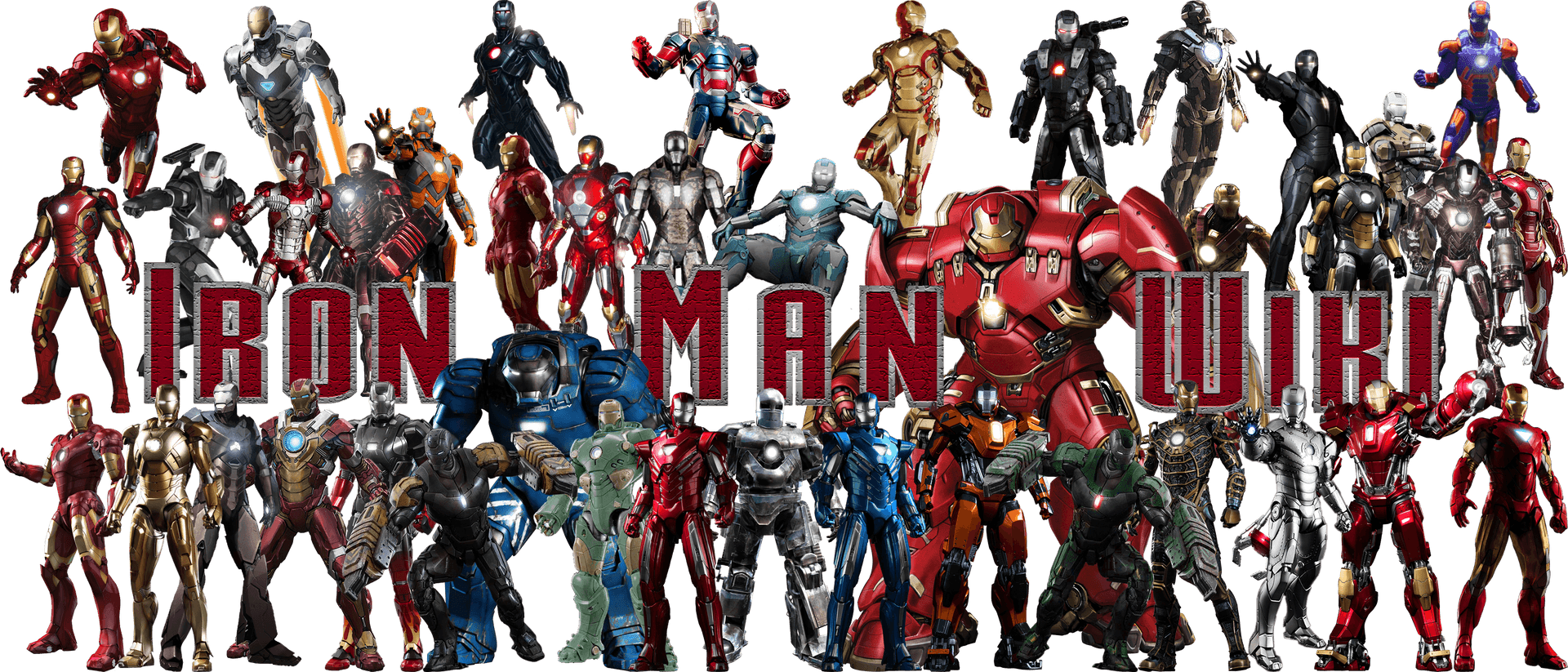 Iron Man Armor Suits Collection PNG Image