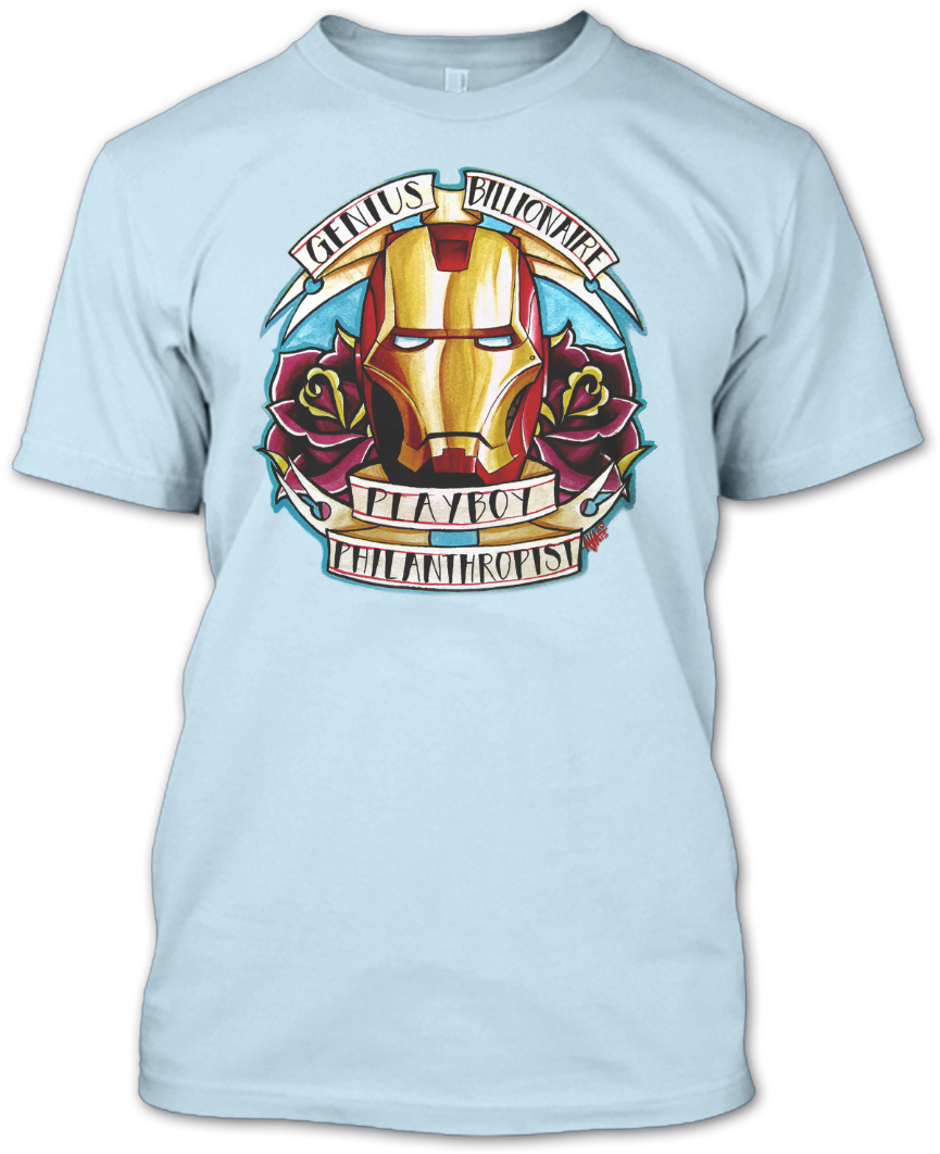 Iron Man Mask T Shirt Design PNG Image