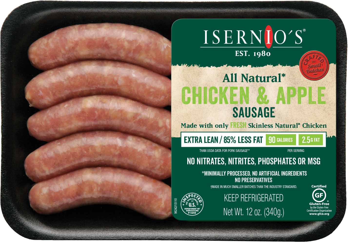 Isernios Chicken Apple Sausage Packaging PNG Image