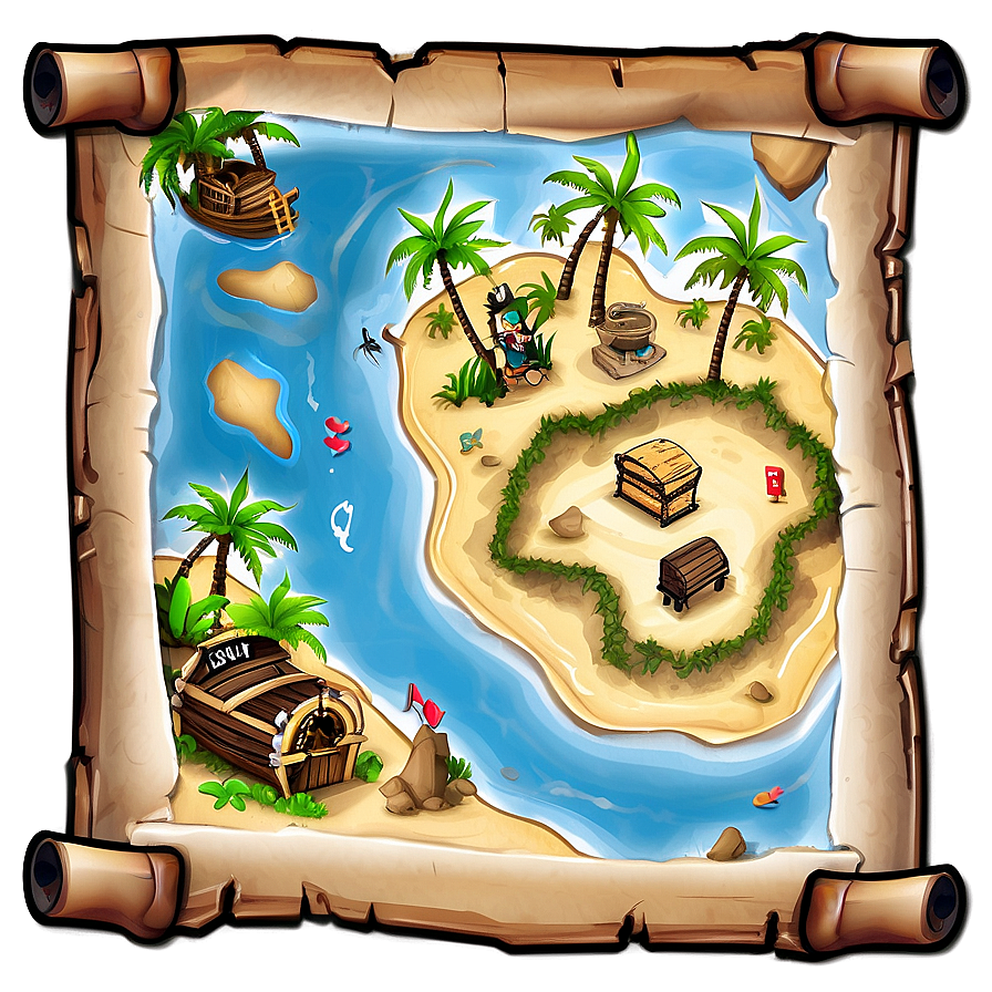 Island Pirate Treasure Map Png Qqv PNG Image