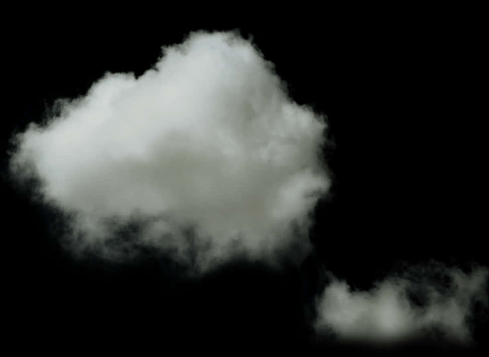 Isolated Cloudon Black Background PNG Image