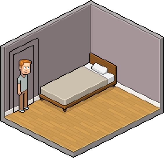 Isometric Bedroomwith Wood Flooring PNG Image