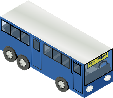 Isometric Blue Bus Illustration.png PNG Image