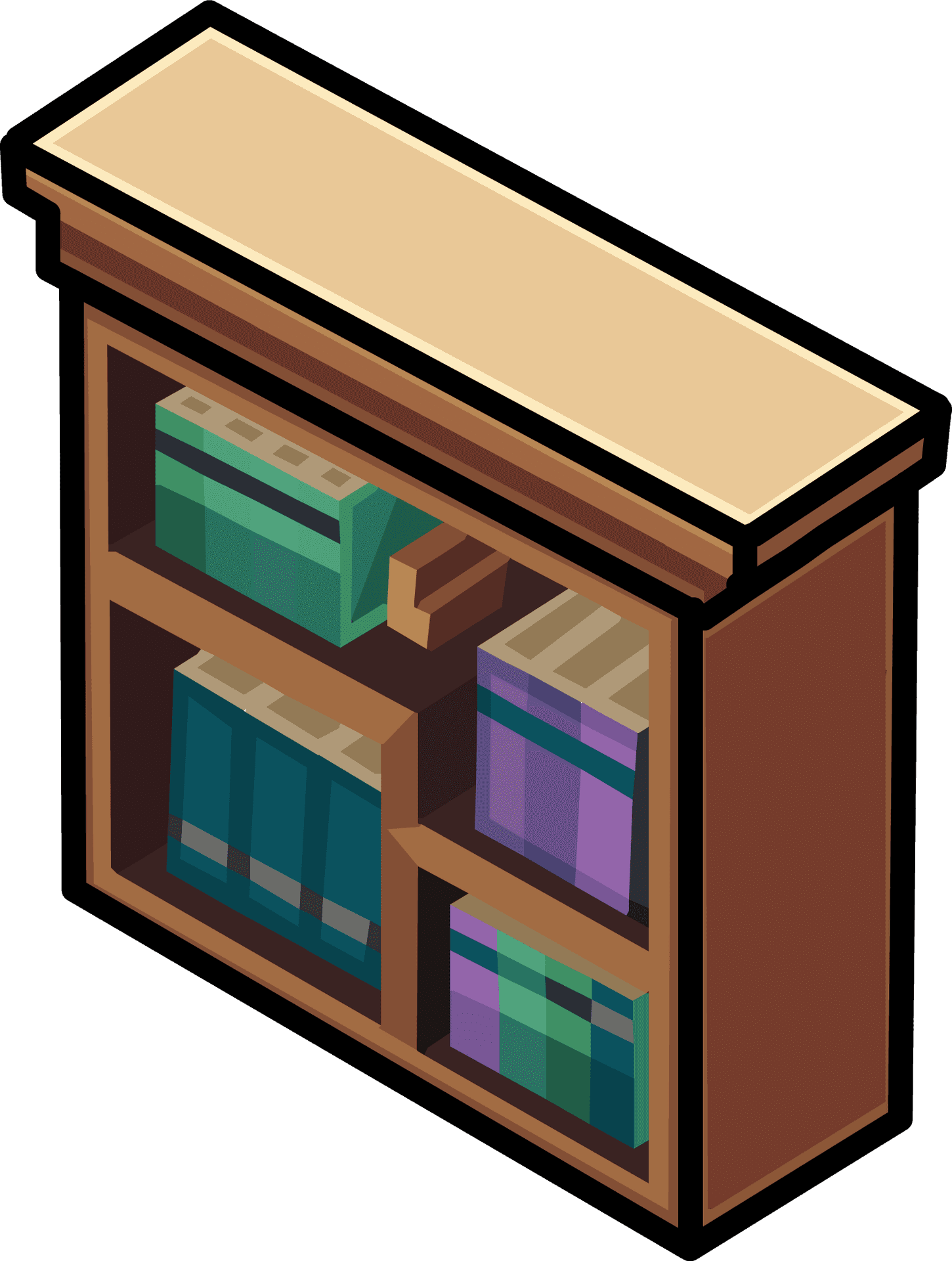 Isometric Bookshelfwith Books PNG Image