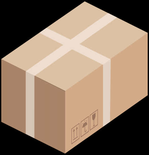 Isometric Cardboard Box PNG Image