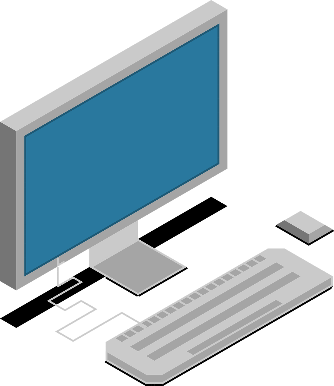 Isometric Computer Setup PNG Image