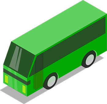 Isometric Green Bus Illustration PNG Image