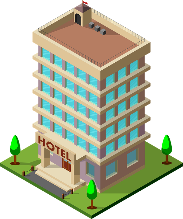 Isometric Hotel Illustration PNG Image