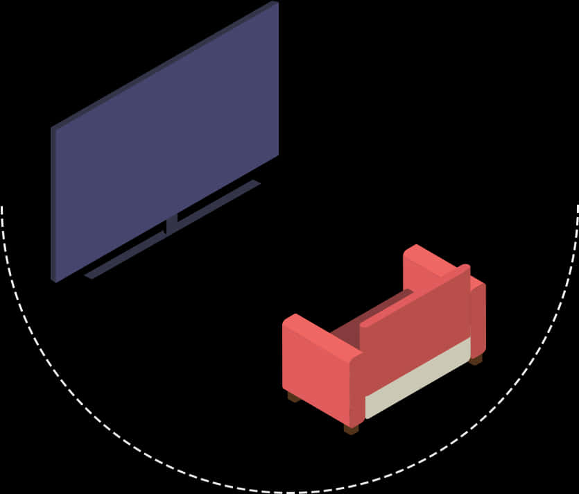 Isometric L E D T Vand Sofa Setup PNG Image