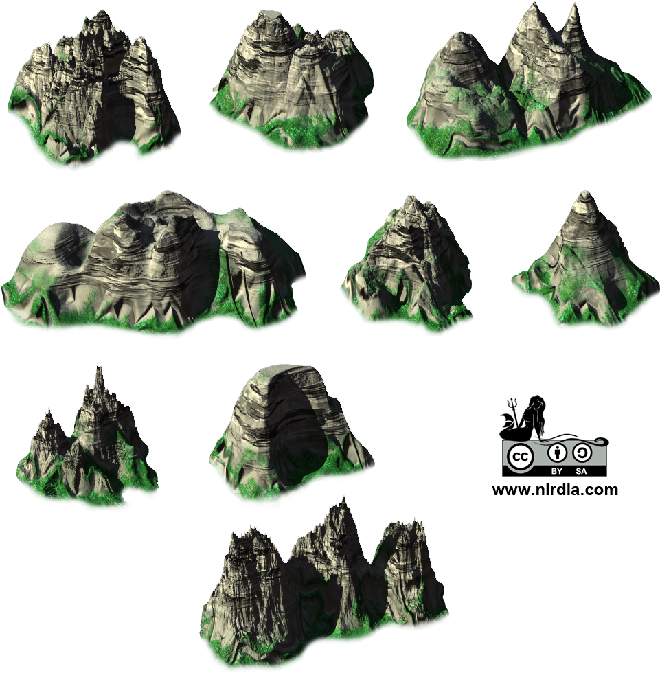 Isometric Mountain Models Set PNG Image