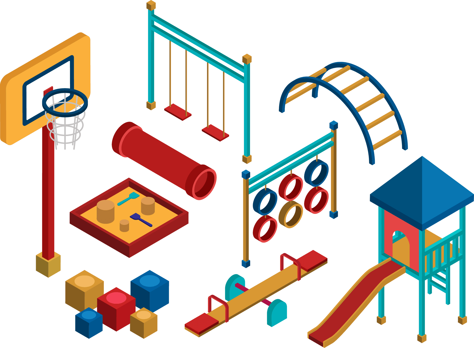 Isometric Playground Equipment PNG Image