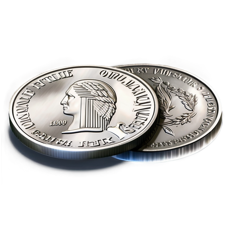 Isometric Silver Coin Png Euf PNG Image