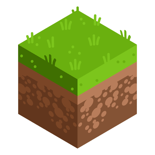 Isometric Soil Grass Cube PNG Image