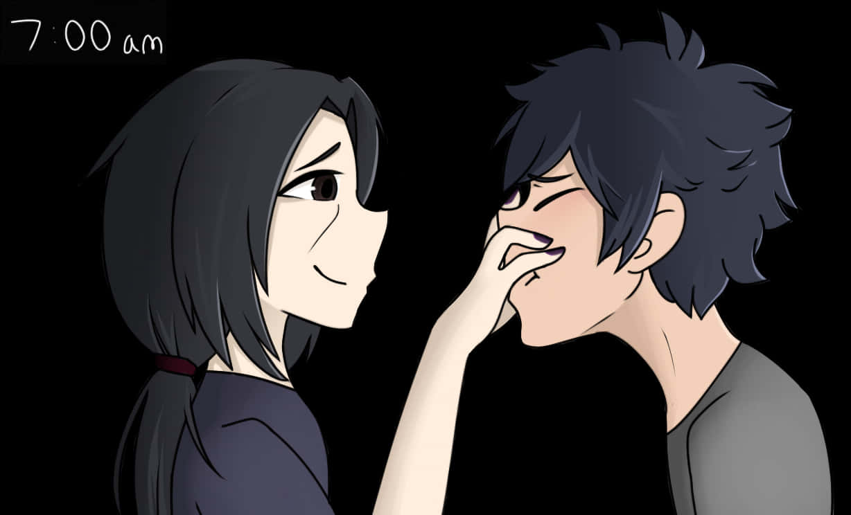 Itachiand Sasuke Morning Interaction PNG Image