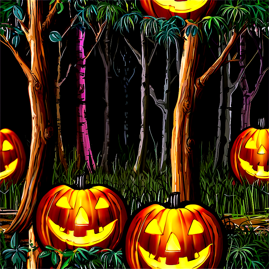 Jack O Lantern In Forest Png Bbd PNG Image