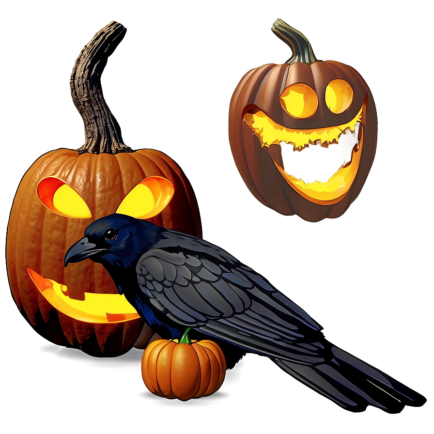 Jack O Lantern With Crow Png 05252024 PNG Image