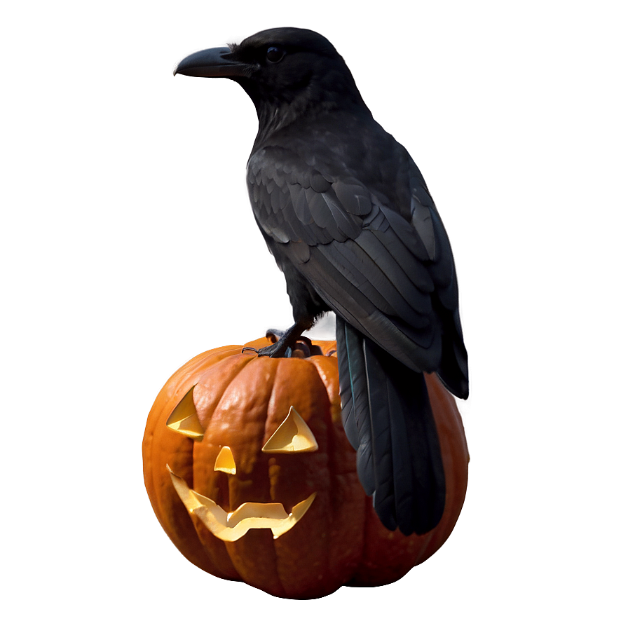 Jack O Lantern With Crow Png Eoa PNG Image