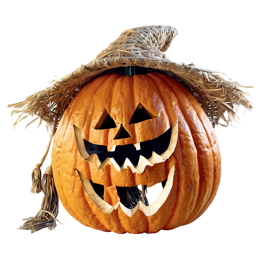 Jack O Lantern With Scarecrow Png Pvj43 PNG Image