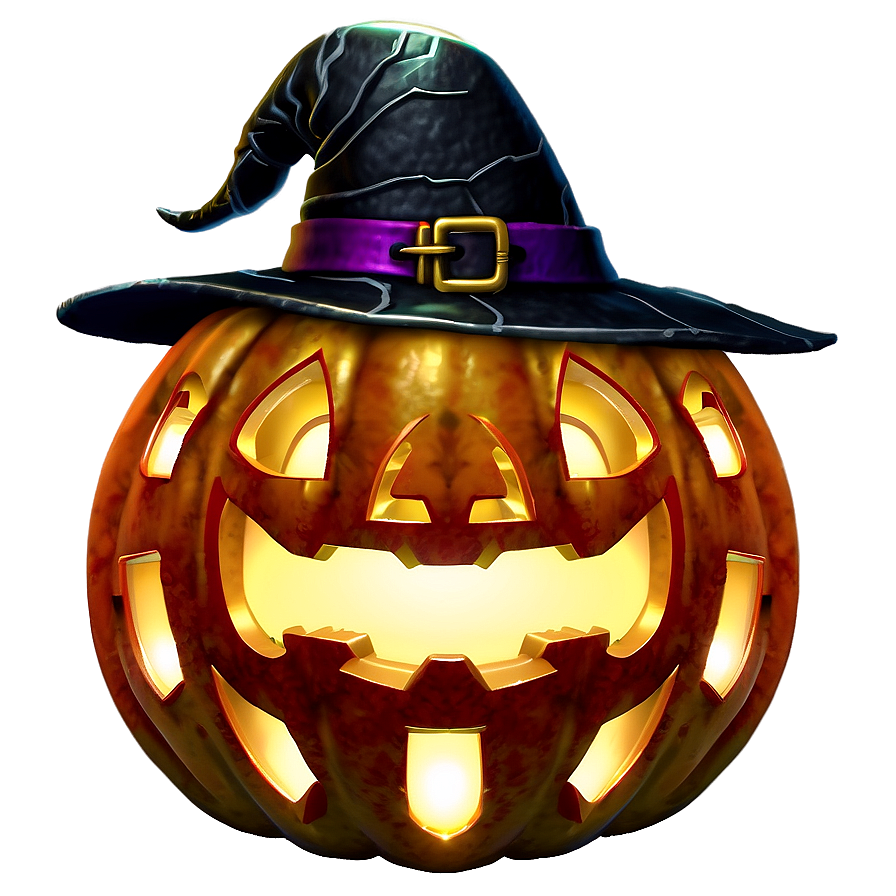 Jack O Lantern With Witch Hat Png Chp1 PNG Image