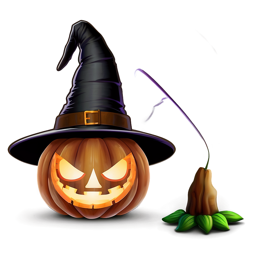 Jack O Lantern With Witch Hat Png Tju PNG Image