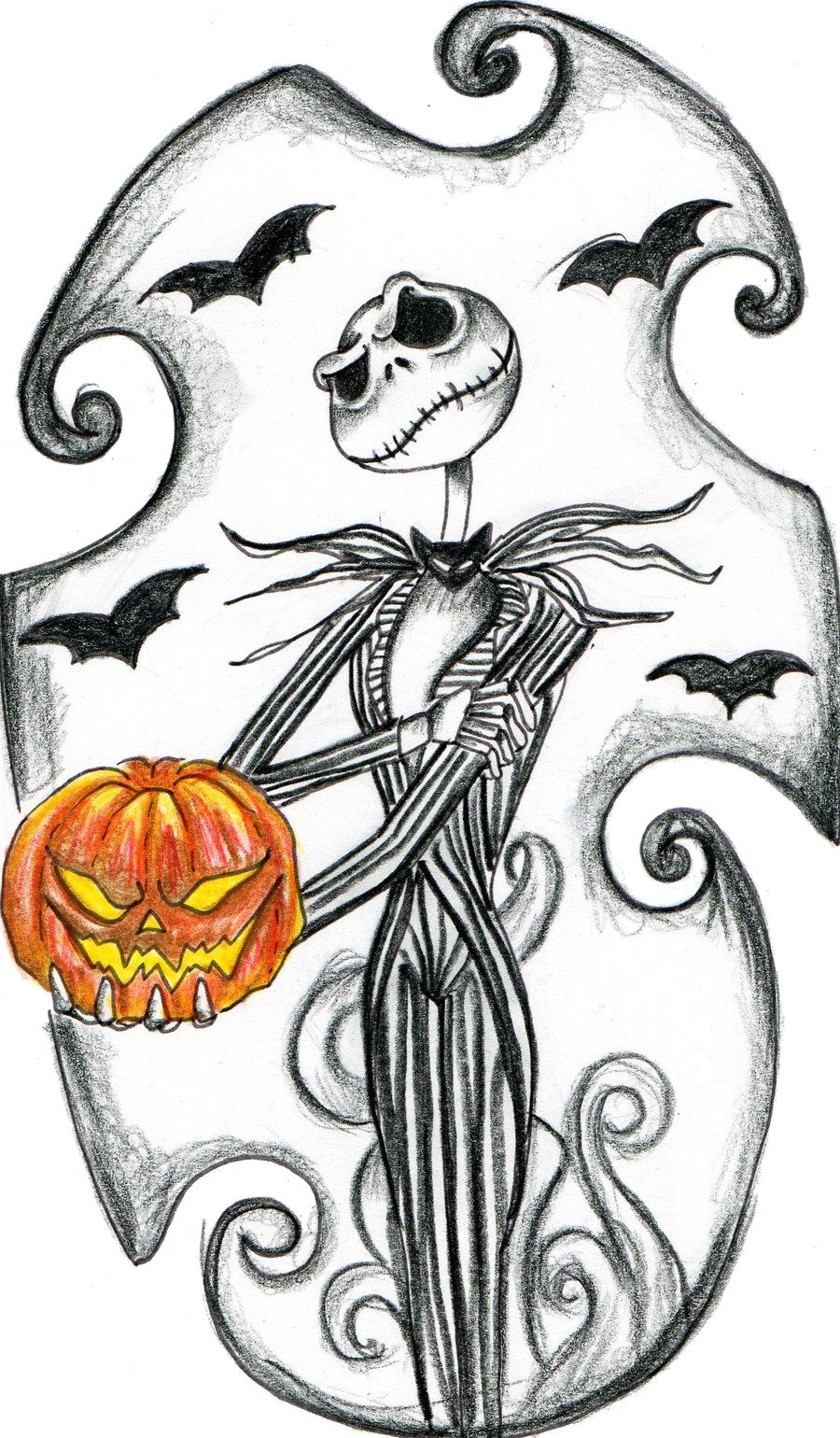 Jack Skellington Halloween Pumpkin Tattoo Design PNG Image