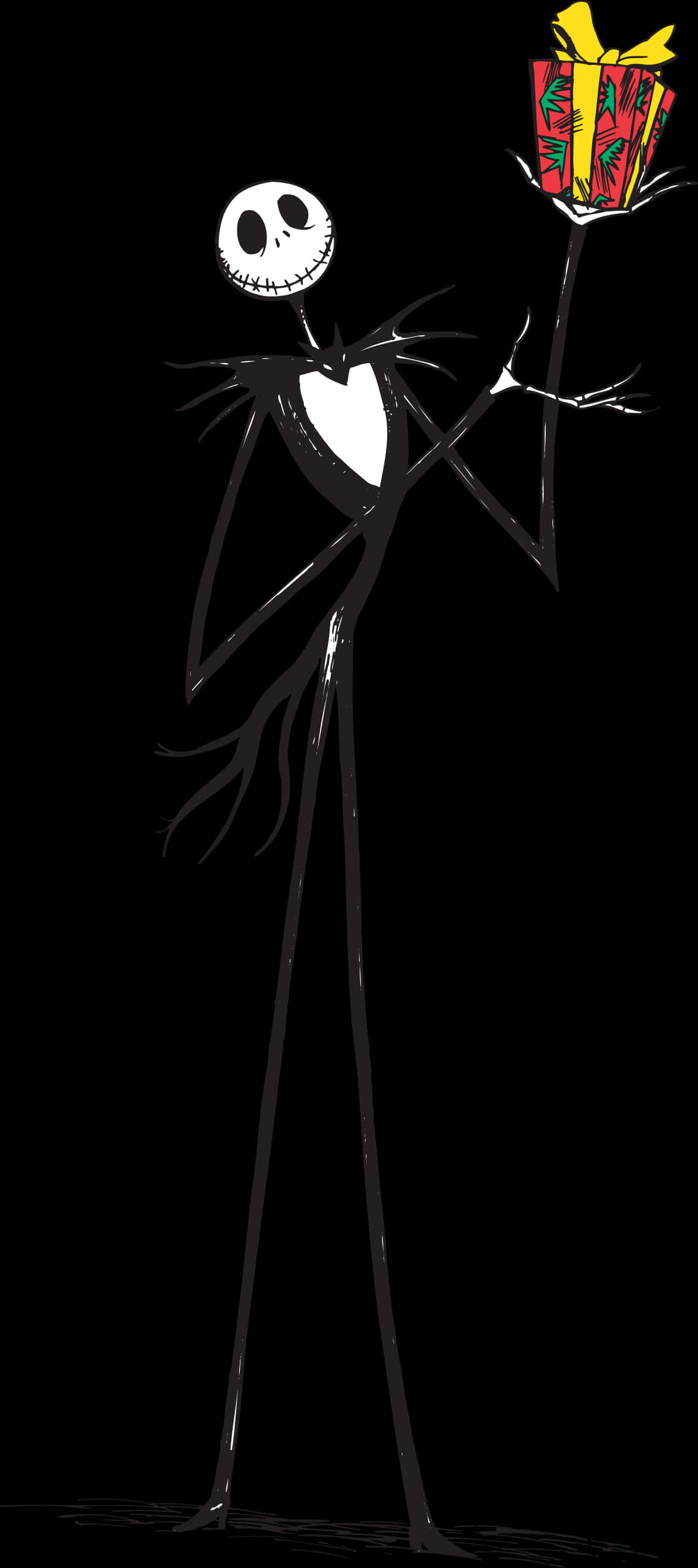 Jack Skellington Holding Gift PNG Image