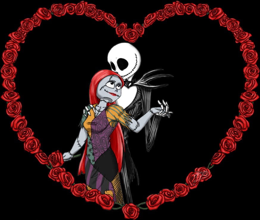 Jackand Sally Heart Frame PNG Image