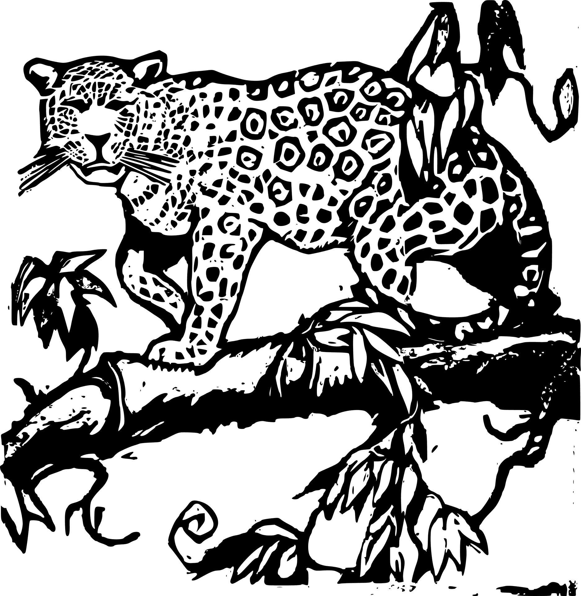 Jaguar On Tree Branch Illustration PNG Image