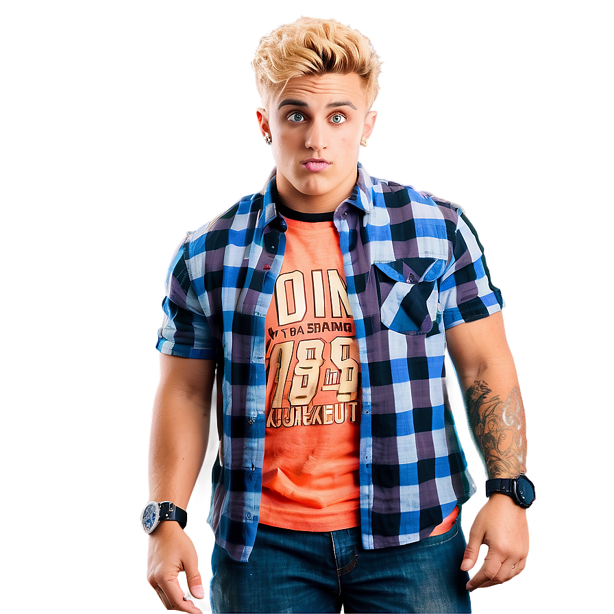 Jake Paul Casual Plaid Shirt PNG Image