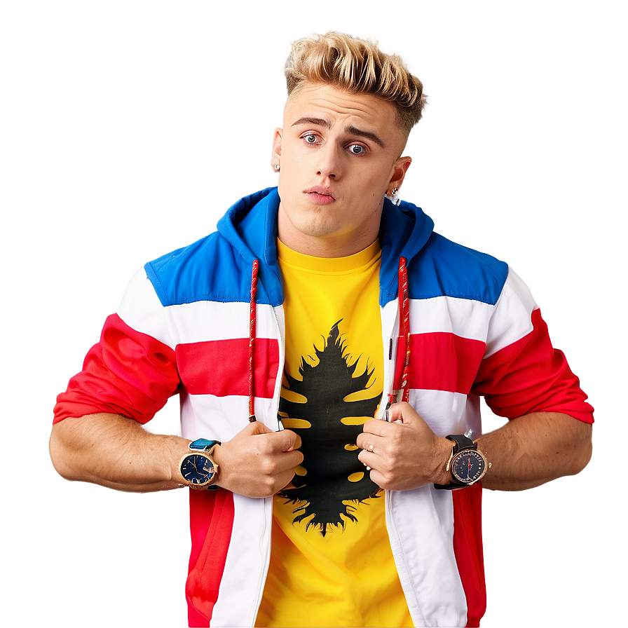 Jake Paul Colorful Jacket Pose PNG Image