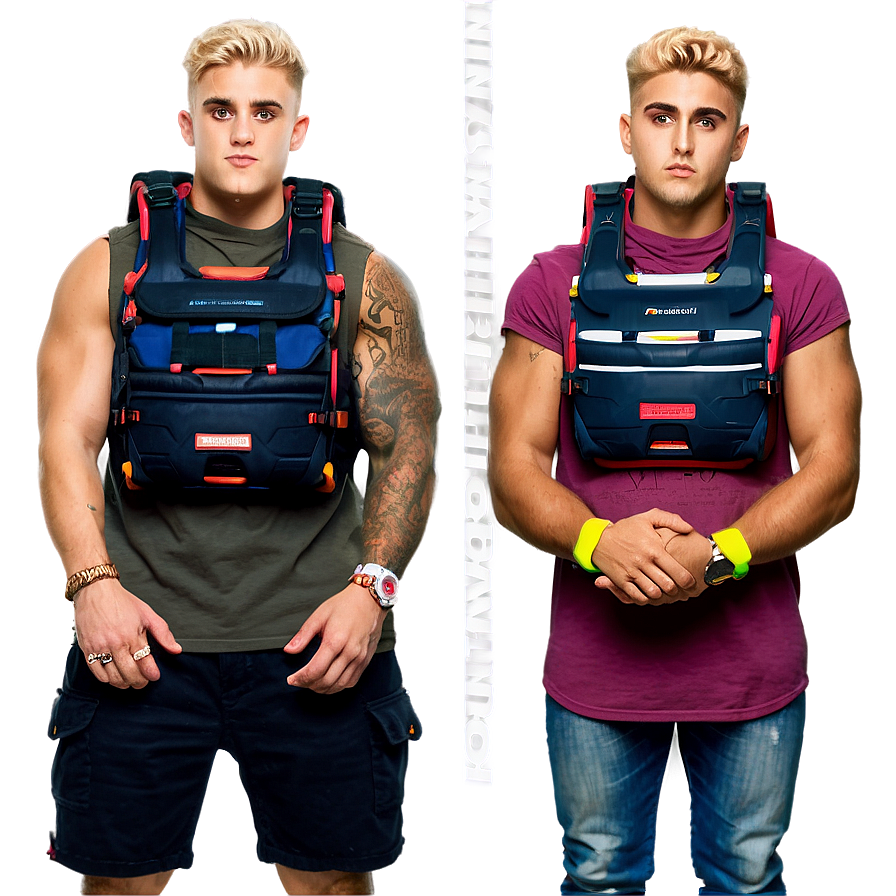 Jake Paul Twin Poses With Training Gear PNG Image