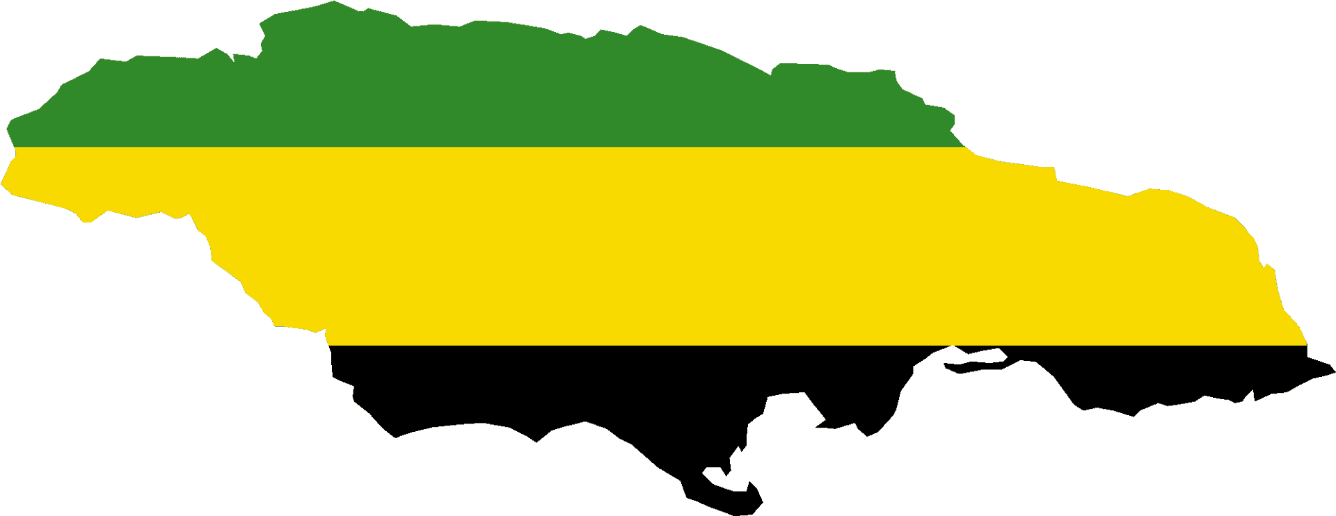 Jamaica Map Silhouette Green Yellow Black PNG Image