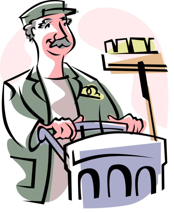 Janitor Cartoon Character PNG Image