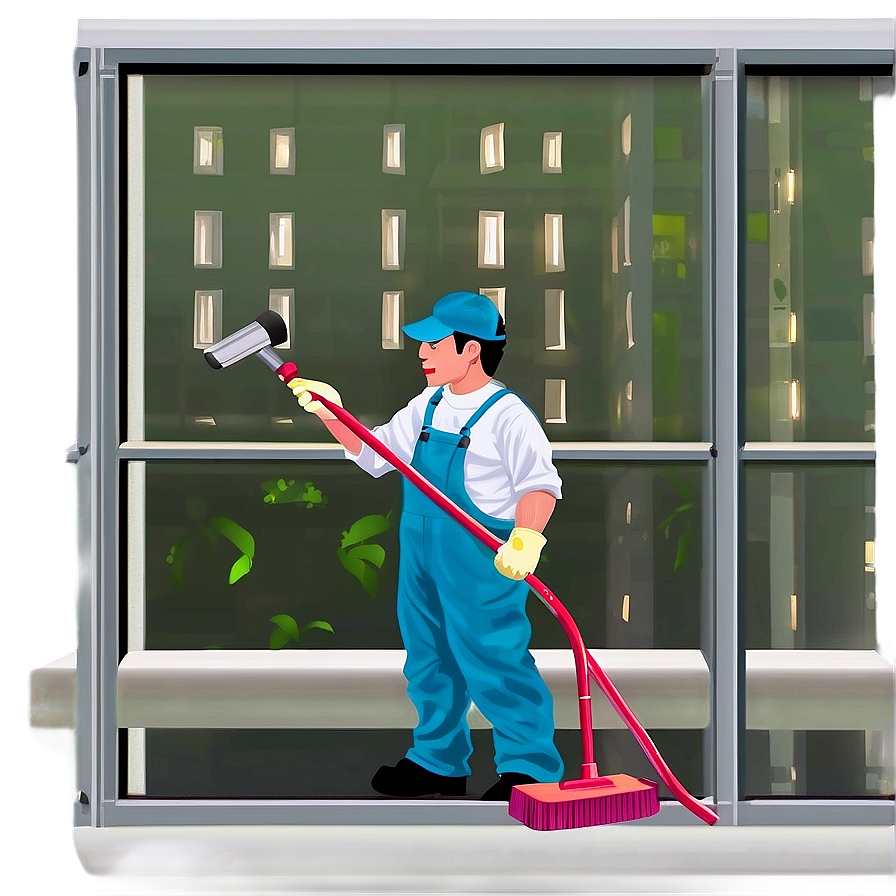 Janitor Cleaning Window Png Los PNG Image