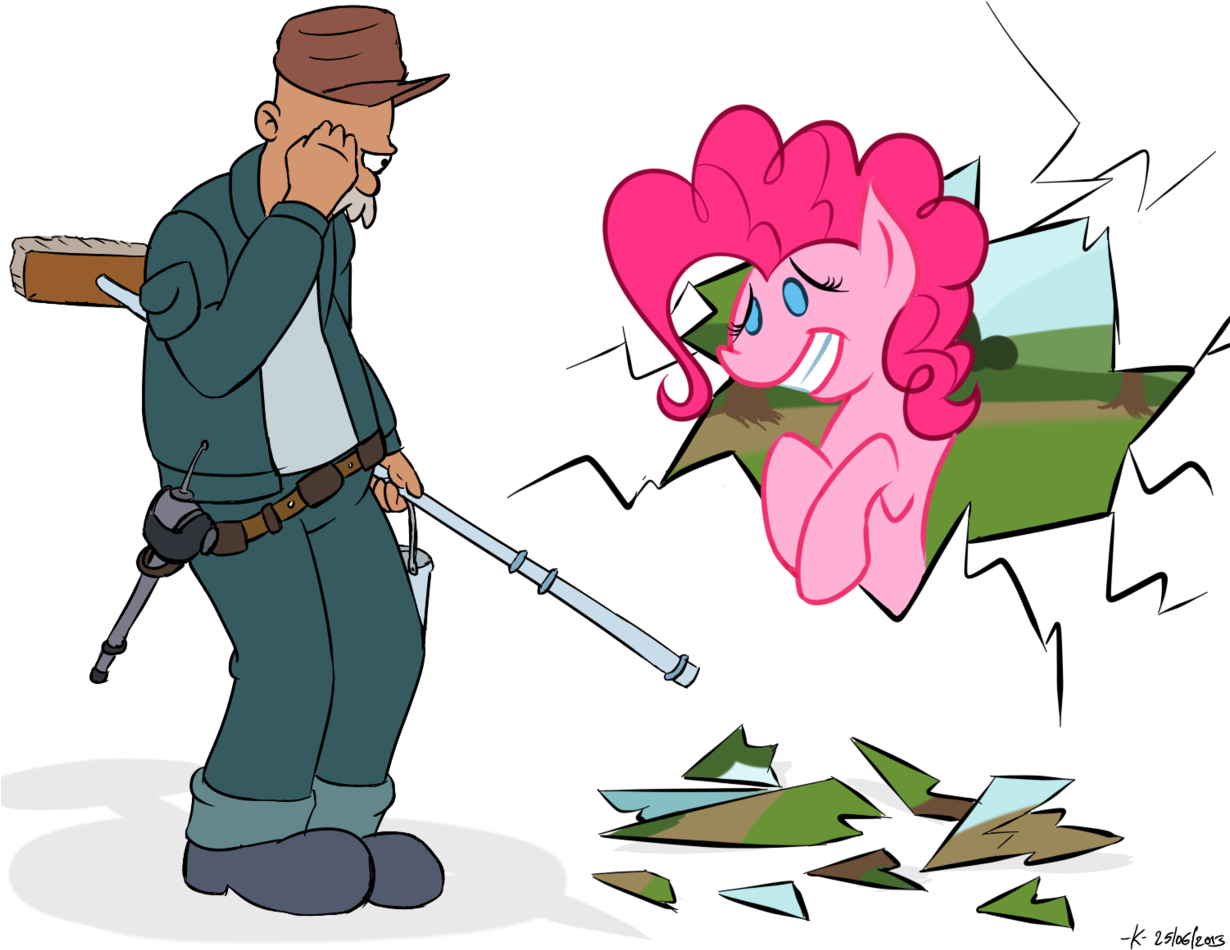 Janitor Surprisedby Pink Pony PNG Image