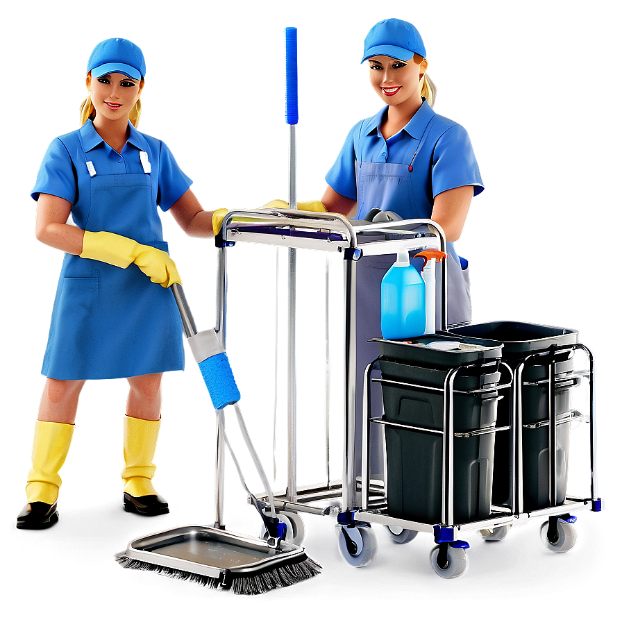 Janitor With Cleaning Cart Png Vqc PNG Image