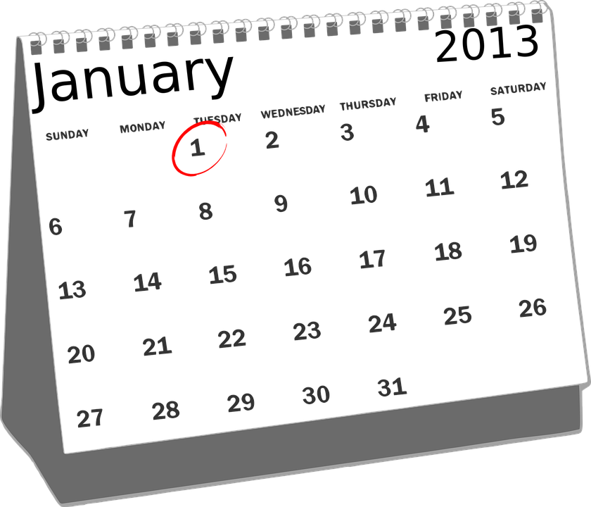 January2013 Calendar Clipart PNG Image