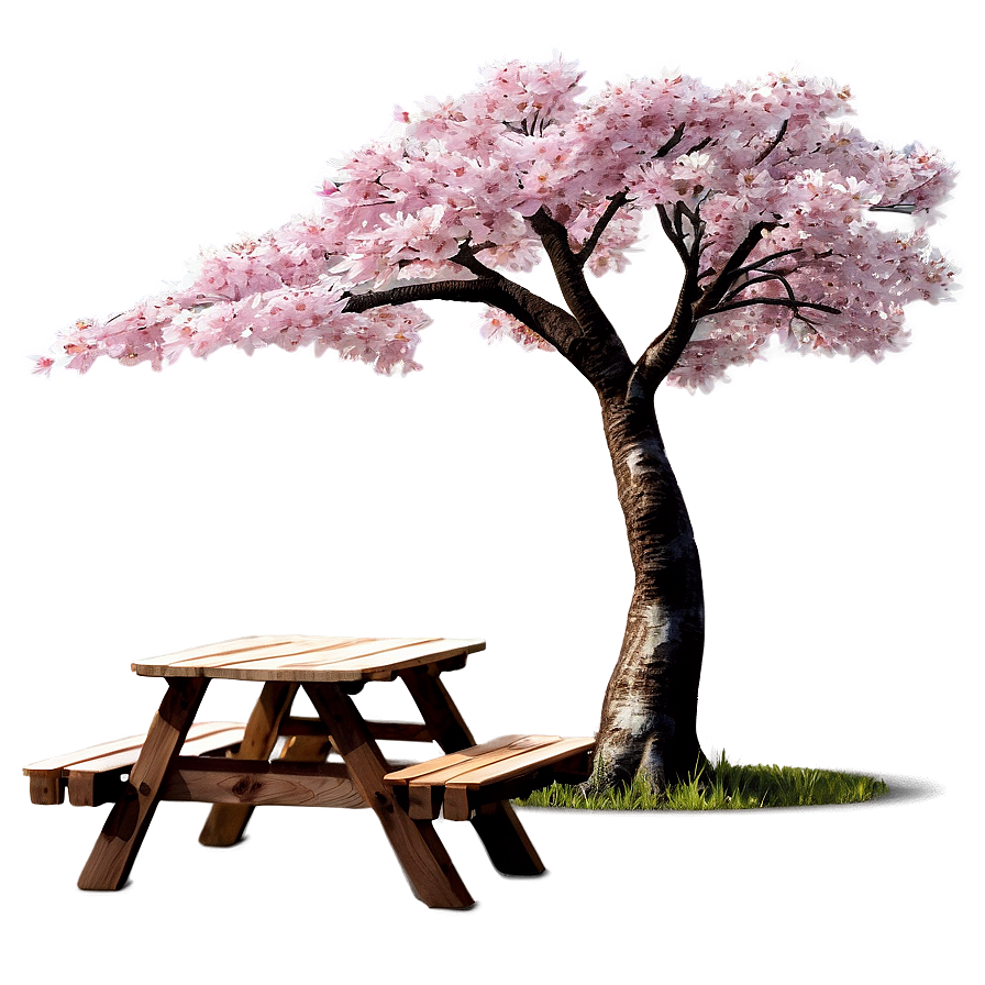 Japan Cherry Blossom Picnic Scene Png Eaw PNG Image