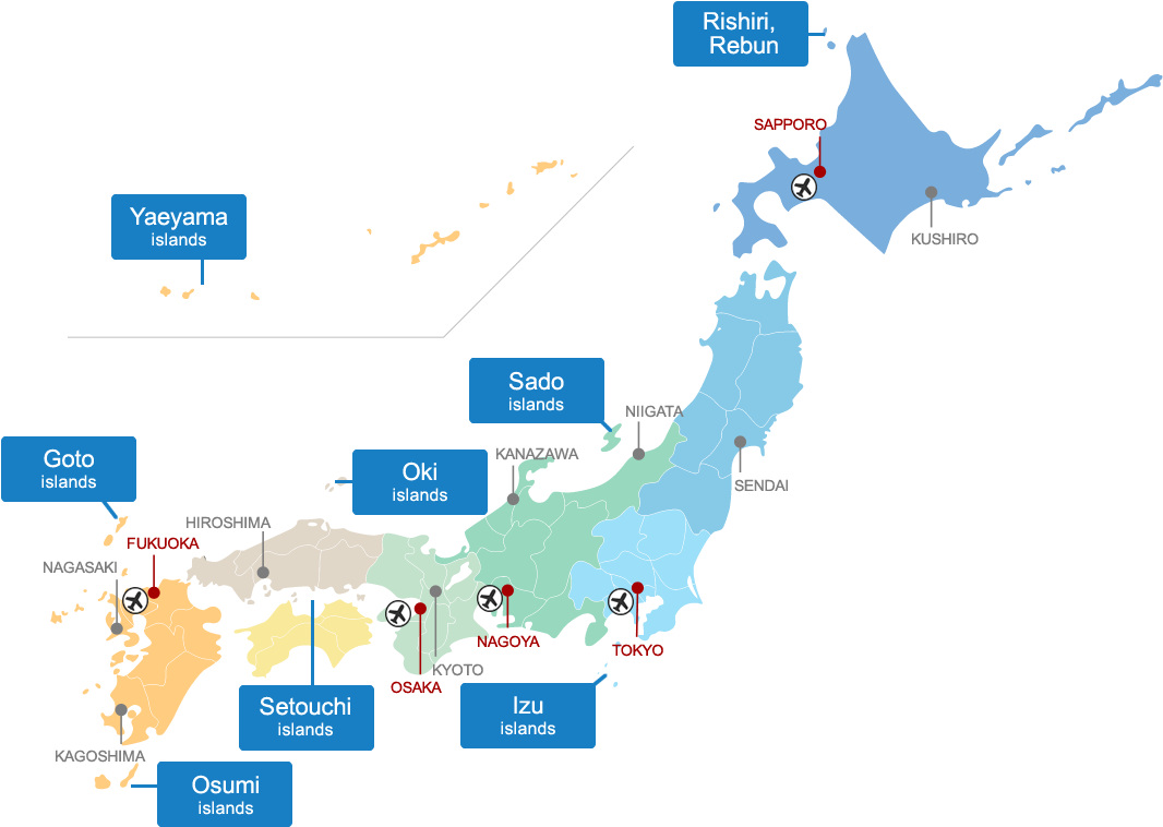 Japan Island Groups Map PNG Image