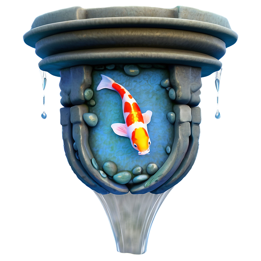 Japanese Koi Pond Fountain Png Cku15 PNG Image