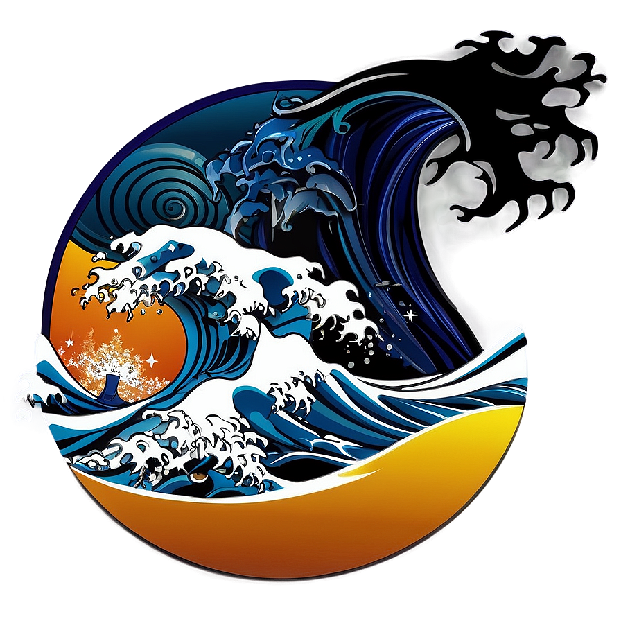 Japanese Wave Background Png Dfg66 PNG Image