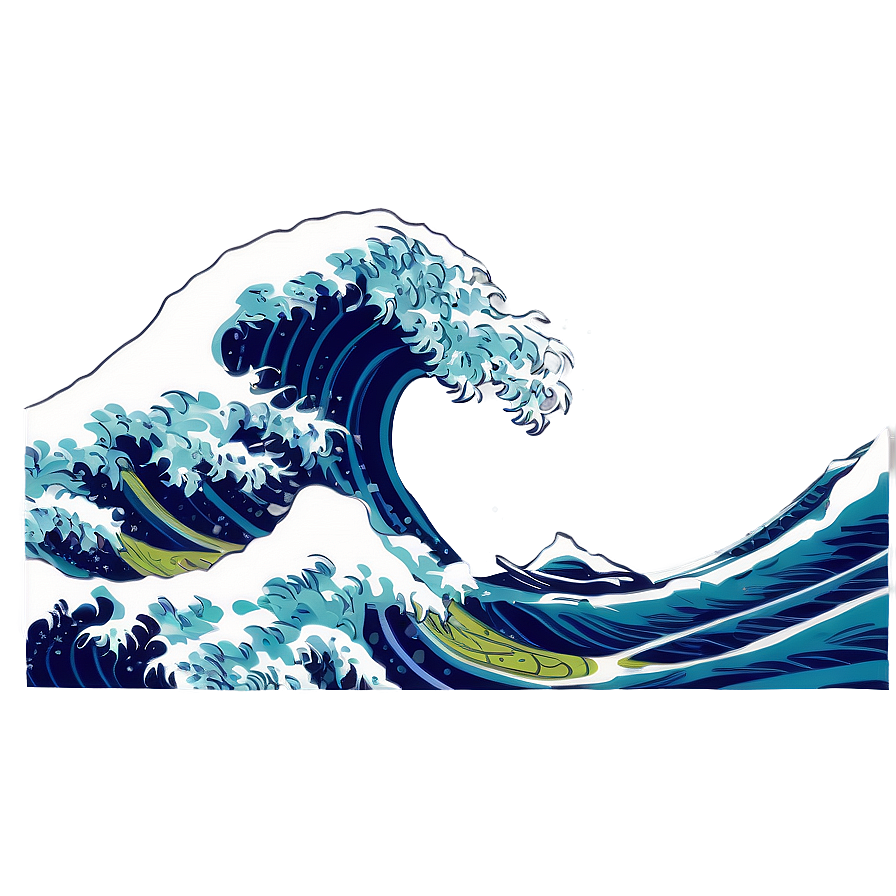 Japanese Wave Print Png 06242024 PNG Image