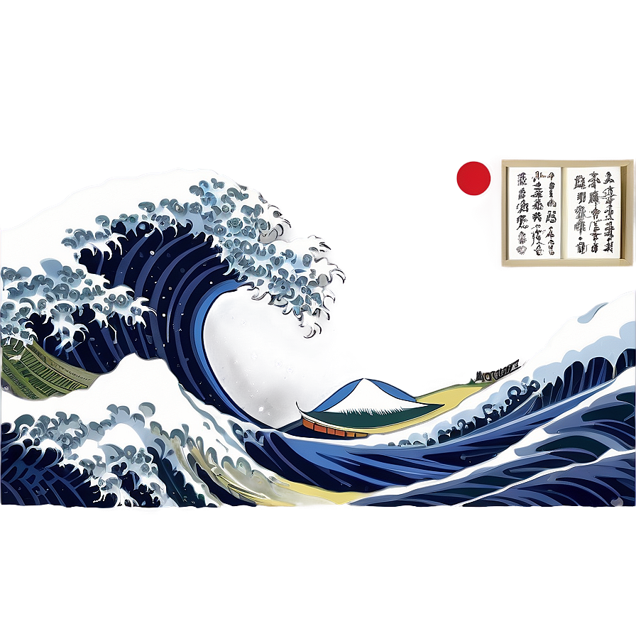 Japanese Wave Print Png Ban58 PNG Image