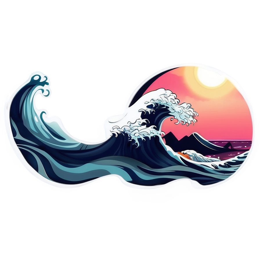 Japanese Wave Sunset Png 06242024 PNG Image