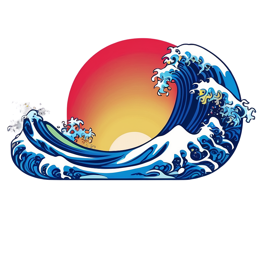 Japanese Wave Sunset Png Wjg PNG Image