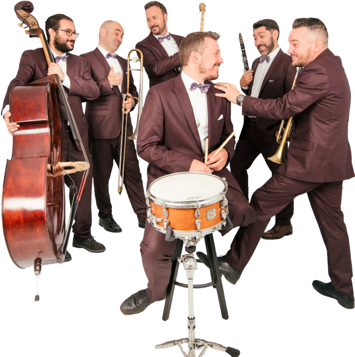 Jazz Band Performersin Suits PNG Image