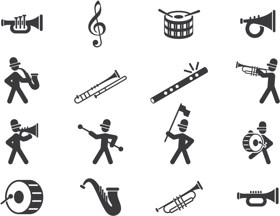 Jazz Instrumentsand Musicians Pattern PNG Image