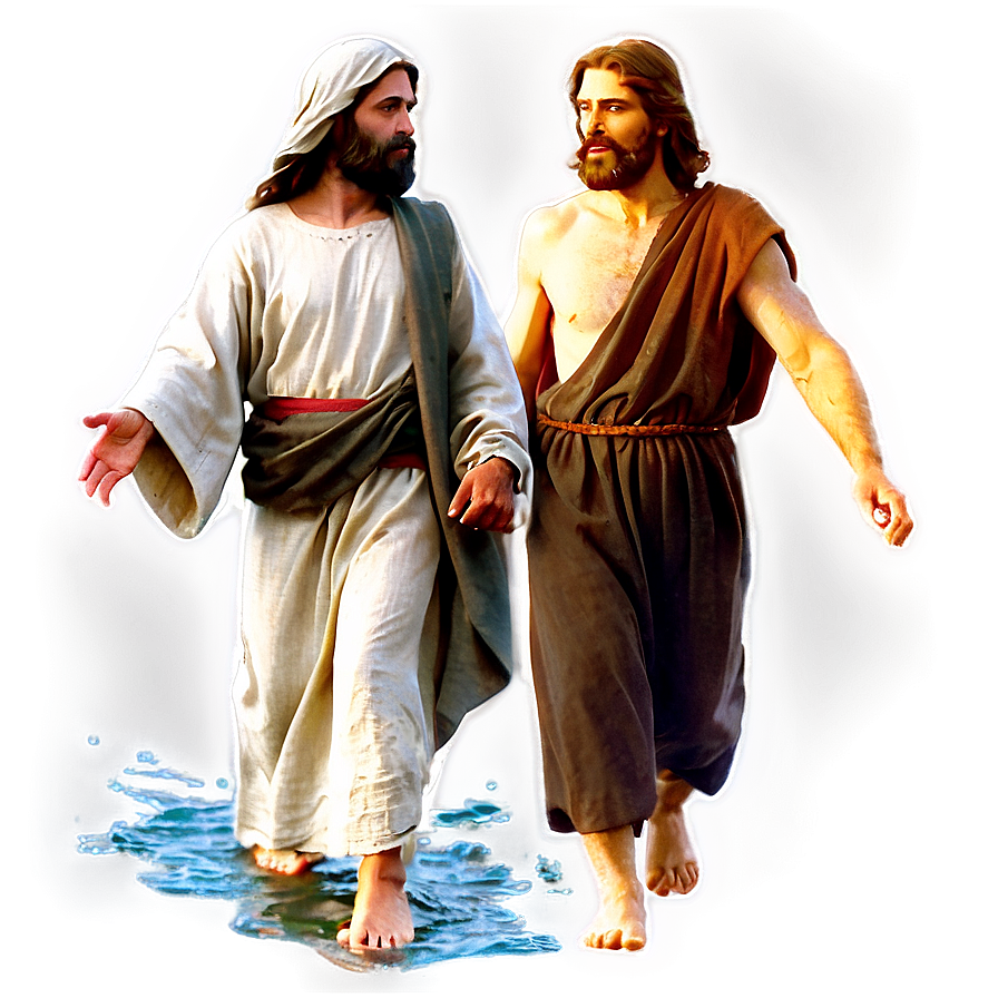 Jesus And Peter Walking On Water Png Dph50 PNG Image