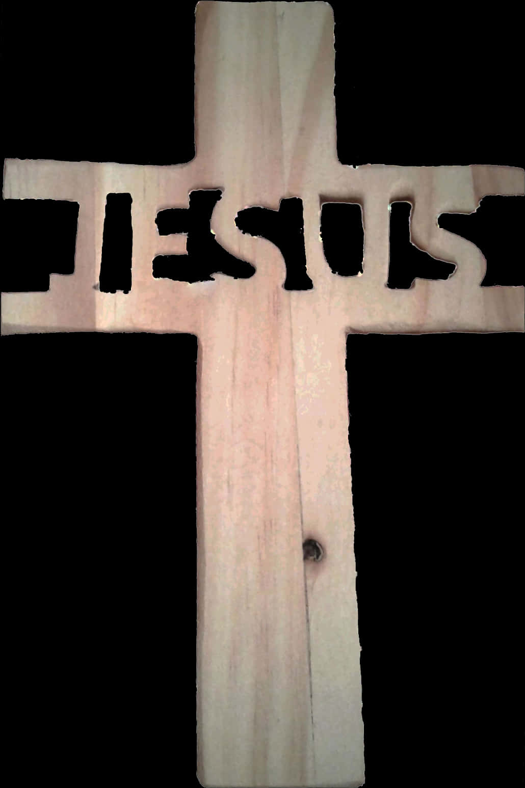 Jesus Cutout Cross Wooden Background PNG Image